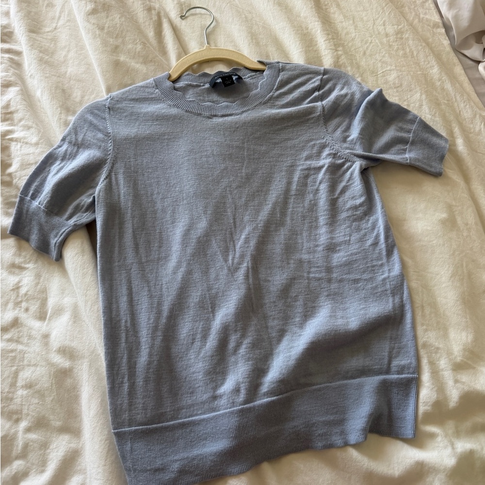 Ann Taylor Baby Blue Short Sleeve Knit Top